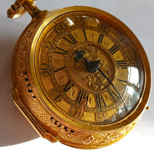 Load image into Gallery viewer, Daniel Quare verge pocket watch 22k gold quarter repeater number 538. circa 1710 very rare