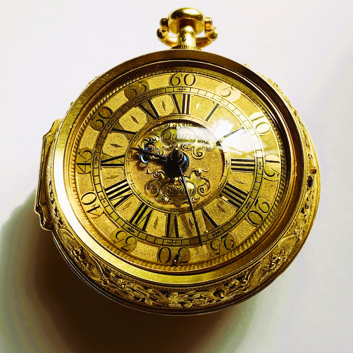 Daniel Quare verge pocket watch 22k gold quarter repeater number 538. circa 1710 very rare