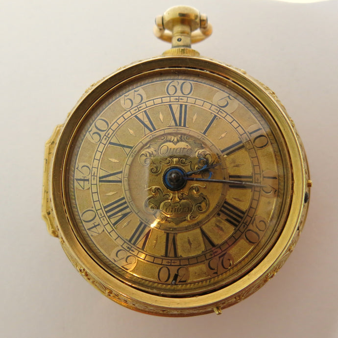 Daniel Quare verge pocket watch 22k gold quarter repeater number 538. circa 1710 very rare