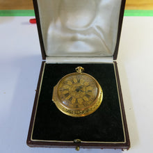 Load image into Gallery viewer, fine and rare 22k gold pair cased quarter repeating verge fusee pocket watch by Richard Rooker London circa 1715