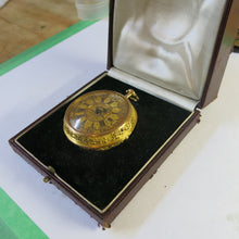 Load image into Gallery viewer, fine and rare 22k gold pair cased quarter repeating verge fusee pocket watch by Richard Rooker London circa 1715
