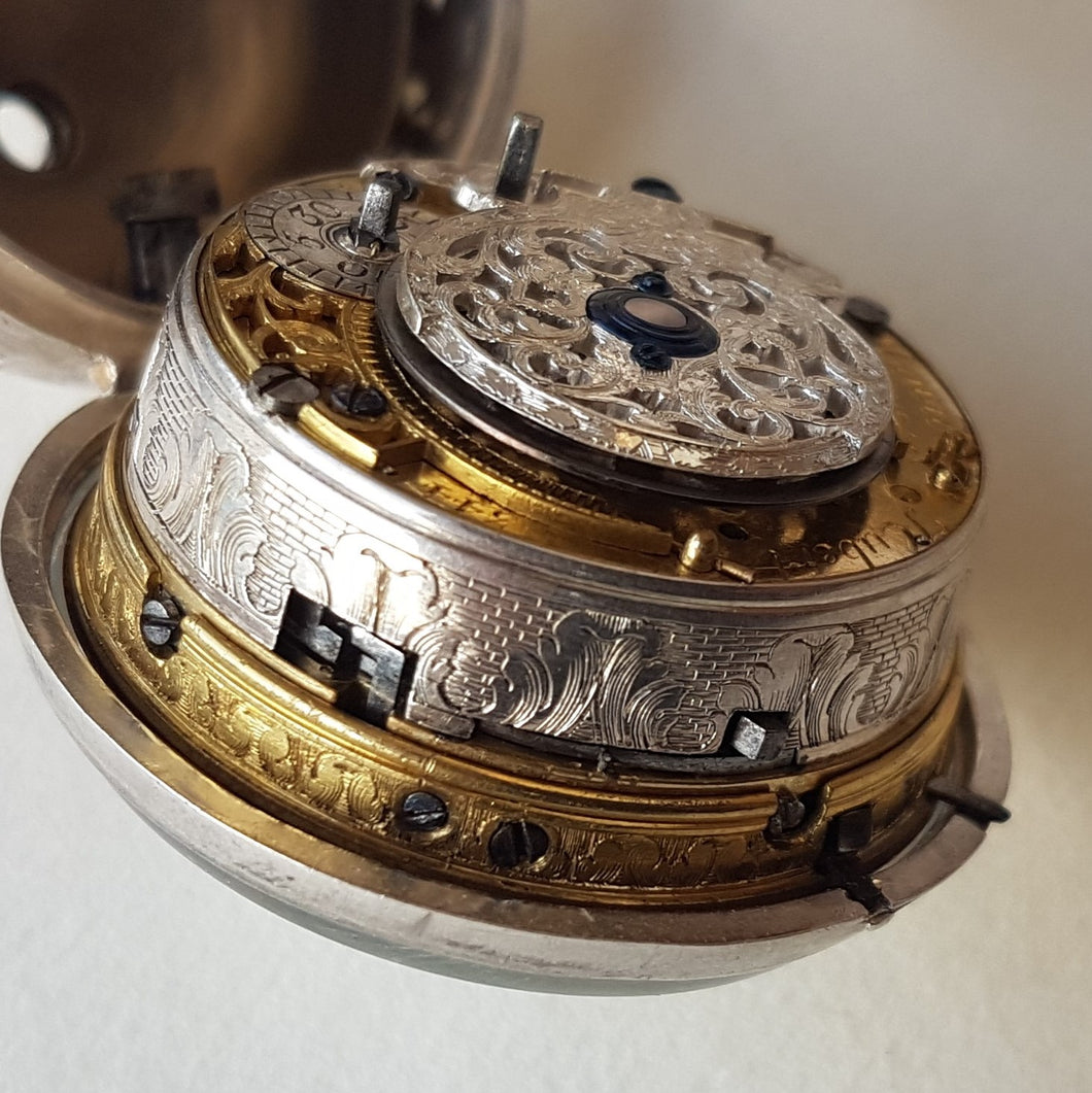 A silver pair cased quarter repeating silver pocket watch circa 1720 (sold out)
